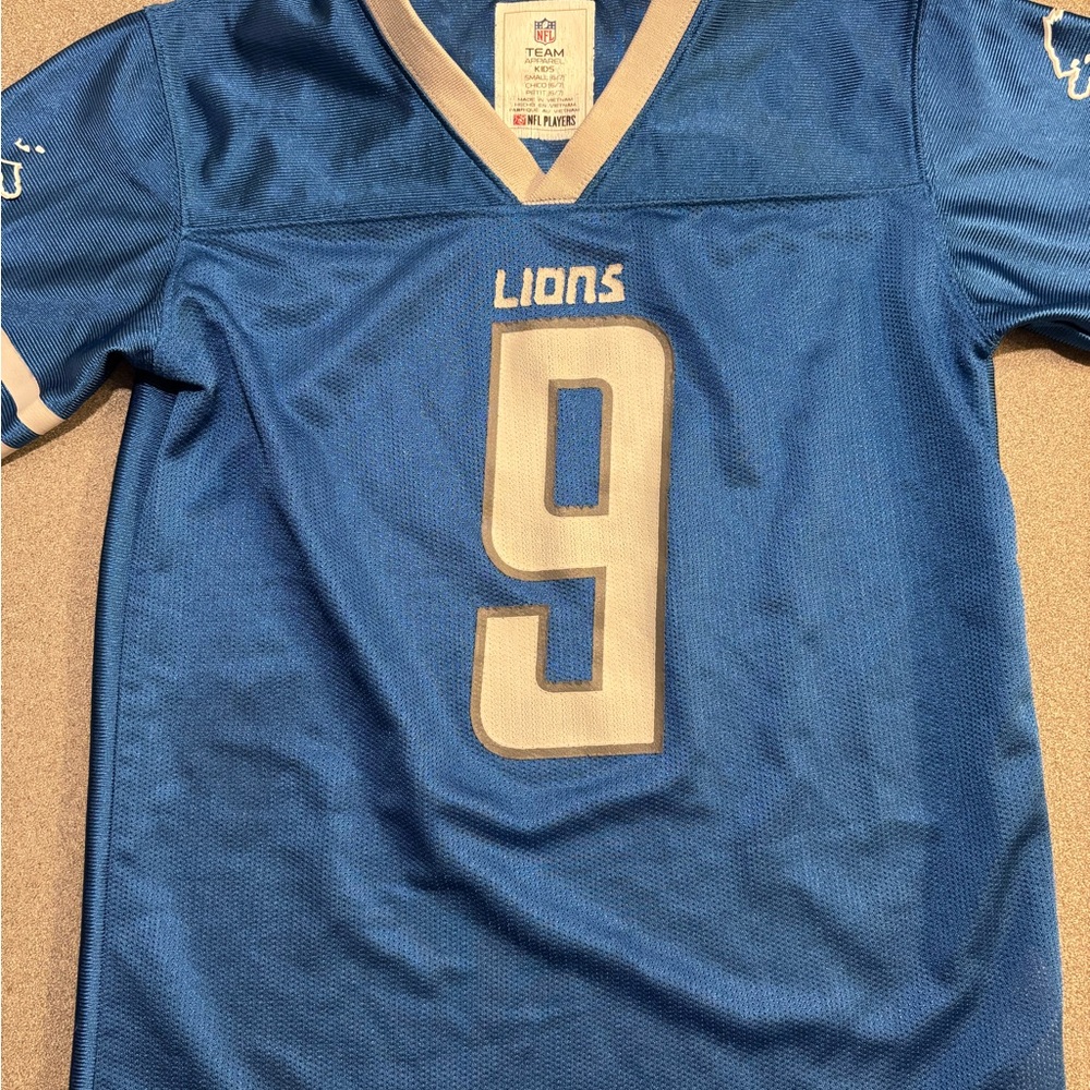 NFL Lions Stafford Blue and Gray Team Apparel Jersey‎